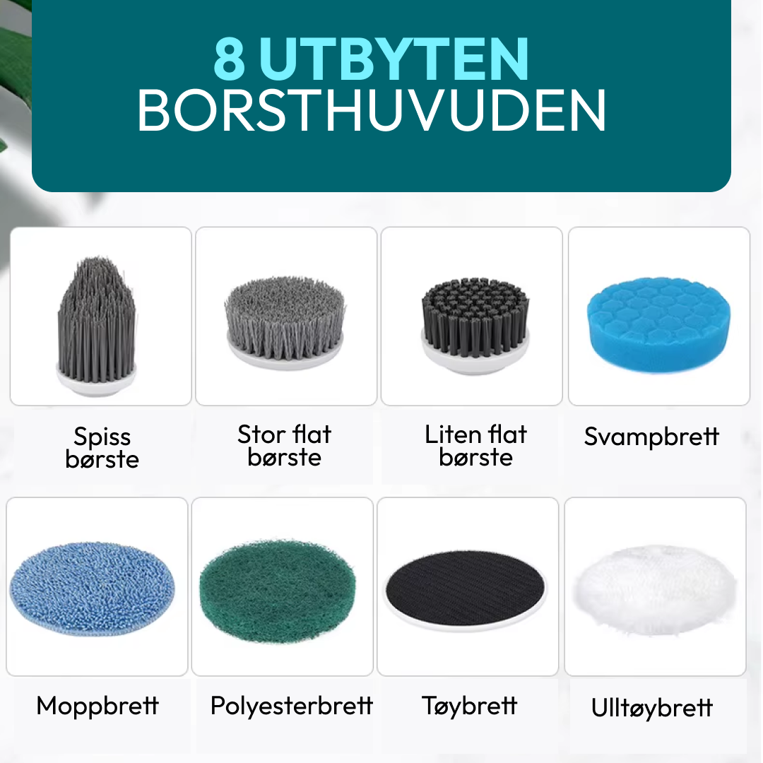 8-i-1 Elektrisk Rengjøringsbørste